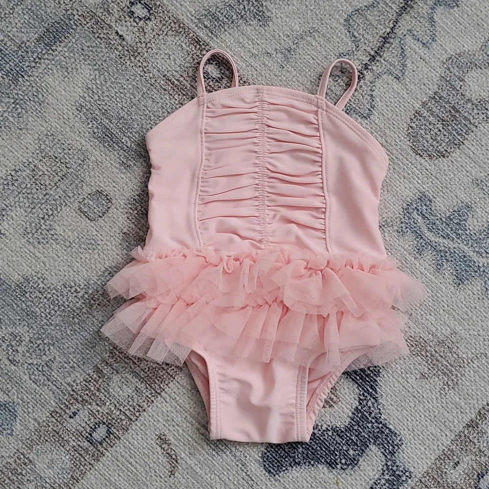 Old Navy Baby Girl Pink Tutu Bathing Suit Ballet Swimsuit Sz0-3m